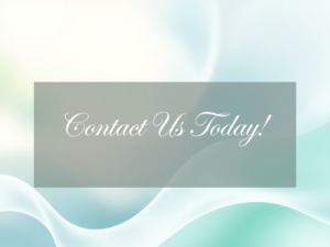 Abstract background featuring soft, flowing shapes in soothing colors of light blue and green, with a centered call to action that says 'Contact Us Today!' in an elegant font, conveying tranquility and warmth.